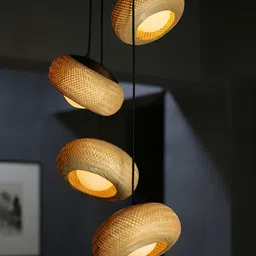 Claymango Eclipse 2.0 Brown 4 Pieces Textured Pendant Wooden Ceiling Lamps-image-22