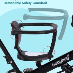 Babyhug Most Advanced 5 in 1 Baby Cycle Mini Marvel Tricycle with Adjustable Parent Handle - Black image 4