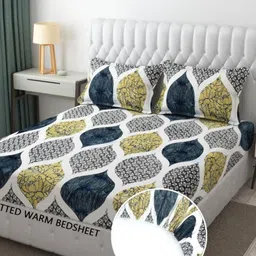 INDHOME LIFE Grey & Yellow Floral 220 TC King Bedsheet with 2 Pillow Covers-image-15