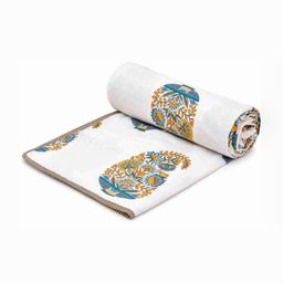 RF RELAXFEEL White & Green Floral AC Room 210 GSM Cotton Reversible Double Bed Dohar-image-92