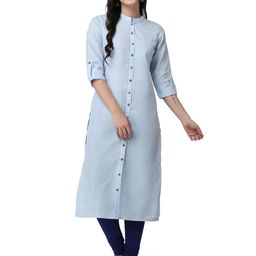 ZARISTAA Mandarin-Collar Three-Quarter Sleeves Pure Cotton Straight Kurta-picture-16