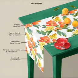 ArtzFolio White Green Printed Rectangular Table Runner image 4