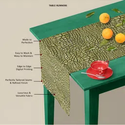 ArtzFolio Green & White Digital Printed Table Runner image 5