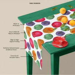 ArtzFolio White & Green Abstract Printed Velvet Table Runner image 4