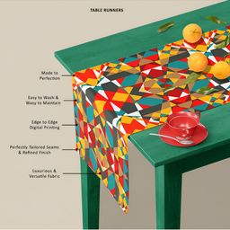 ArtzFolio Brown & Red Geometric Printed Table Runner image 3