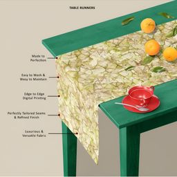 ArtzFolio Yellow & Green Abstract Printed Rectangular Shaped Velvet Table Runner image 4