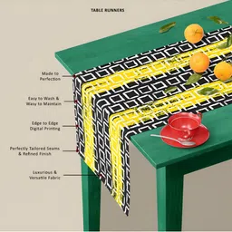 ArtzFolio Yellow & Black Digital Printed Table Runner image 2