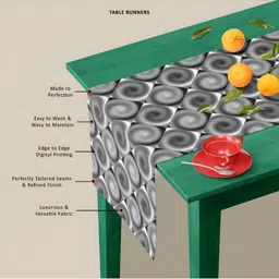 ArtzFolio Grey & White Geometric Printed Table Runner image 3