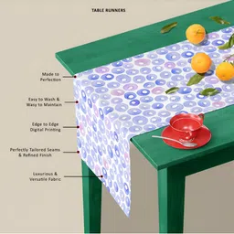 ArtzFolio White & Pink Abstract Printed Table Runner image 3