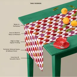 ArtzFolio Red & White Geometric Printed Table Runner image 5