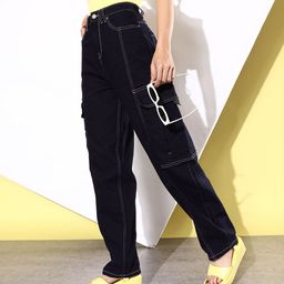 DressBerry Women Navy Blue High-Rise Stretchable We May Party-Neutility Jeans-image-80