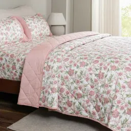 Maspar Pink Cotton Printed Double Quilt-image-84