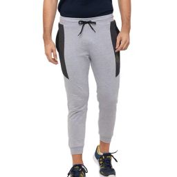 Globus Grey & Black Solid Cotton Joggers-image-18