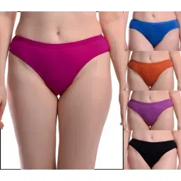 AROUSY Blue & Orange Cotton Bikini Panties - Pack Of 5-image-80