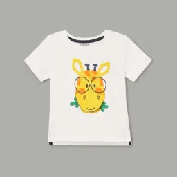 Juniors By Lifestyle Off White Cotton Regular Fit Printed T-Shirt-image-85