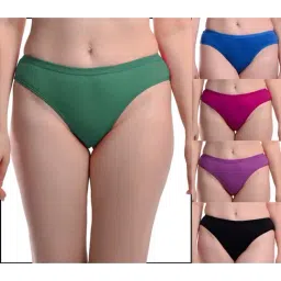 AROUSY Blue & Green Cotton Bikini Panties - Pack Of 5-image-75
