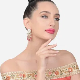 Zaveri Pearls Multicolor Meenakari Cluster Beads Embellished Kundan Ethnic Drop Earring-ZPFK15639 image 4