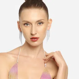 Zaveri Pearls Silver Austrian Diamonds Party Bling Earring-ZPFK16621 image 4