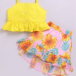 M'andy Girls Shoulder Straps peplum Top With Skirt-image-97