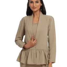 Office & You Beige Full Sleeves Jacket With Gathers-image-89