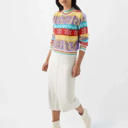 The Souled Store Multicolored Printed Sweater image 4