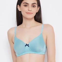 Clovia Blue Non Wired Padded T-Shirt Bra-image-63