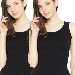 Lady Lyka Black Cotton Camisole (Pack Of 2)-image-52