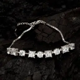 Clara Enzo 92.5 Sterling Silver Swarovski Zirconia Bracelet-image-31