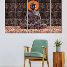 999Store Brown Meditating Buddha Art 5 Frame MDF Paintings-34