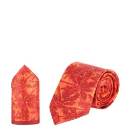 Tossido Orange Printed  Tie with Pocket Square-picture-12
