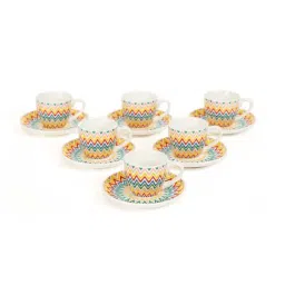 Home4U Multicolor Bone China Tea Set (6 Cups & 6 Saucers)-37