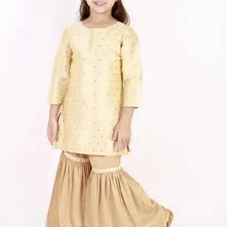 VASTRAMAY Kids Beige Self Pattern Suit Set-image-85