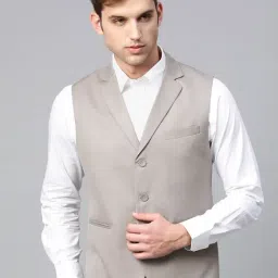 ManQ Beige Sleeveless Waistcoat-image-87