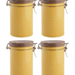 HAZEL Yellow Galvanized Metal Kitchen Container Set with Clip Lock - Set of 4 (1.13L)-image-25