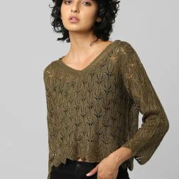 Only Green V Neck Sweater-image-83