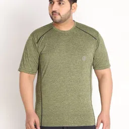 Chkokko Olive Regular Fit Self Pattern T-Shirt-image-46
