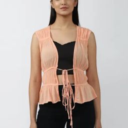 Forever 21 Peach Sleeveless Shrug-picture-13