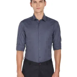 Arrow Grey Cotton Slim Fit Texture Shirt-picture-40