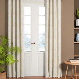 Bianca EL`PESSO Beige & Silver Faux Silk 7 Ft. Door Curtain - Set of 2-picture-17