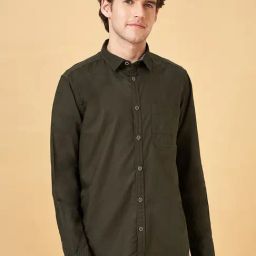 SF Jeans by Pantaloons Olive Cotton Slim Fit Shirt-picture-2