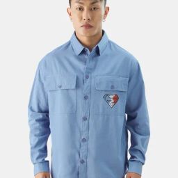 The Souled Store Superman: Son of Krypton Blue Regular Fit Shirt-image-47