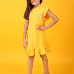 Anthrilo Girls Yellow Cotton Regular Fit Casual Dress-image-34