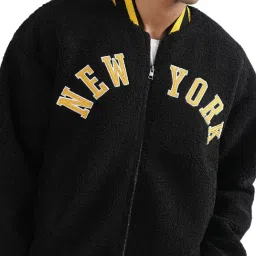 Gant Black Oversized Self Pattern Bomber Jacket image 4