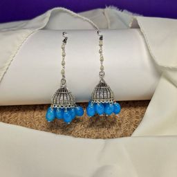 HOPMEE Silver-Plated Artificial Beaded Dome Shaped Jhumkas-25