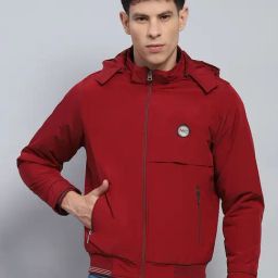 Monte Carlo Maroon Regular Fit Printed Hooded Jacket-image-33