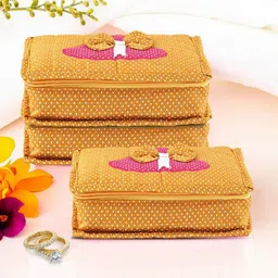 Kuber Industries Gold-Toned 3 Pieces Jewellery Organisers-32