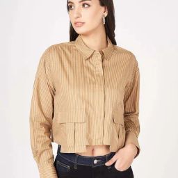 Sf Jeans By Pantaloons Tan Cotton Relaxed Fit Shirt-image-53