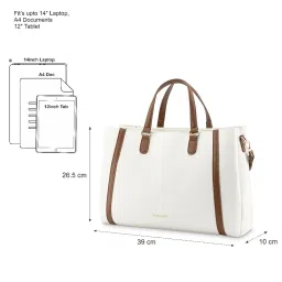 Fastrack White & Tan Solid Large Shoulder Handbag image 4