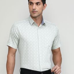 DRAGON HILL Floral Printed India Slim Spread Collar Slim Fit Cotton Shirt-image-75