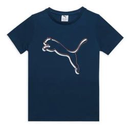 Puma Boys Blue Cotton Logo T-Shirt-image-53
